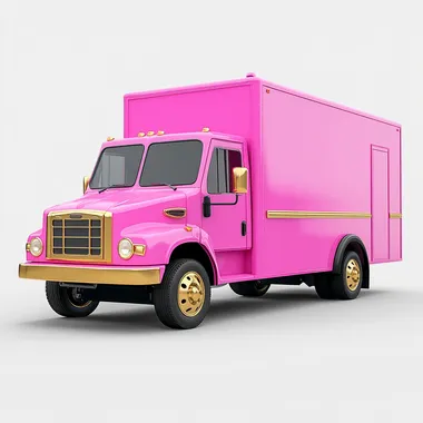 Hot Pink Delivery Truck with Gold Accents Hot Pink Delivery Truck with Gold Accents
