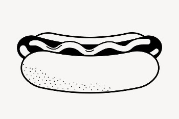 Hotdog doodle clipart, cute black | Free PSD Illustration - rawpixel