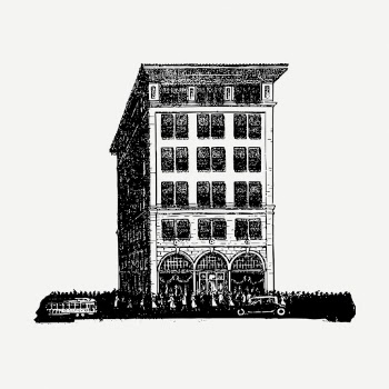 Hotel building drawing, vintage architecture | Free PSD - rawpixel