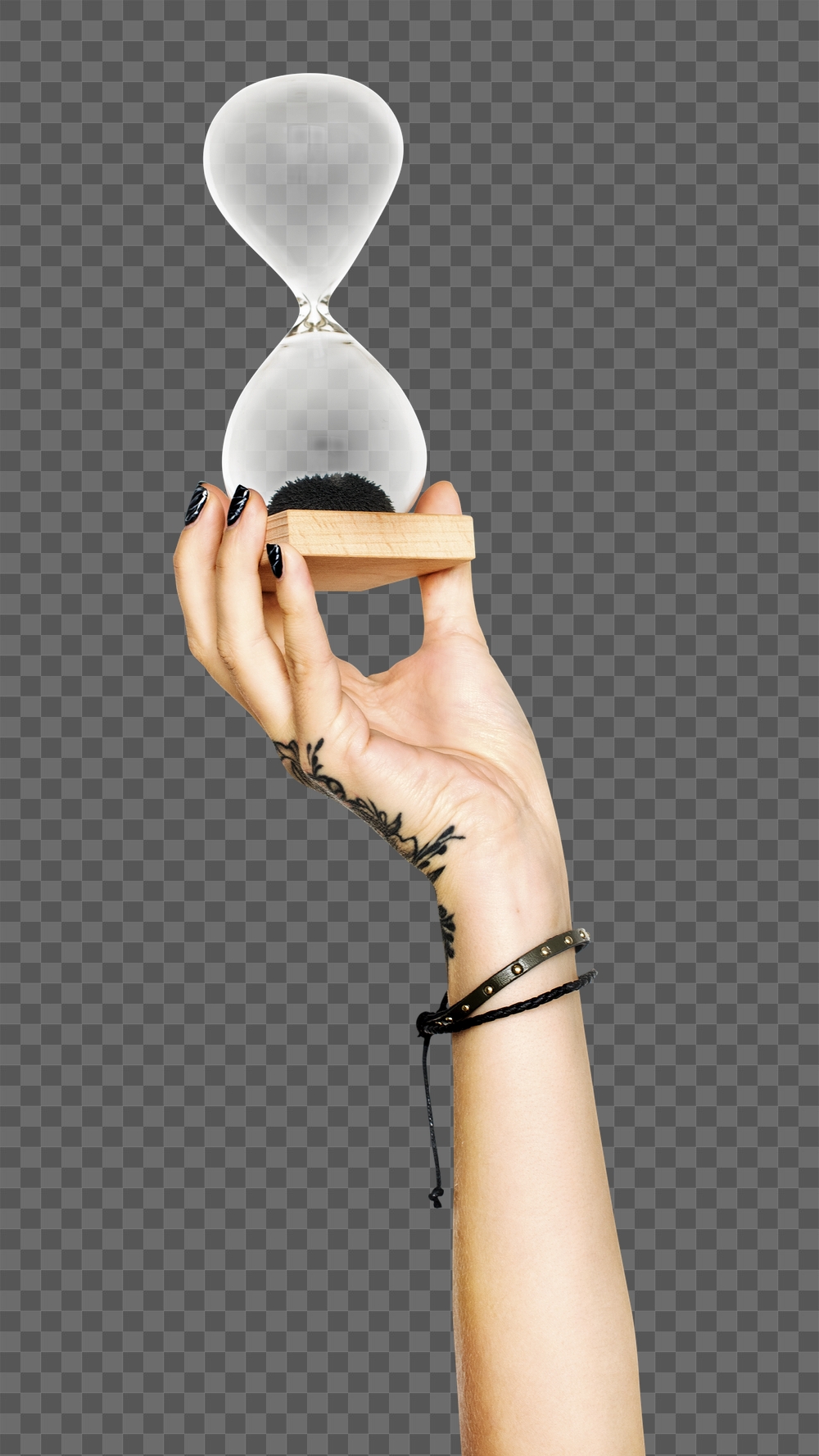 Hourglass png in hand sticker | Free PNG - rawpixel