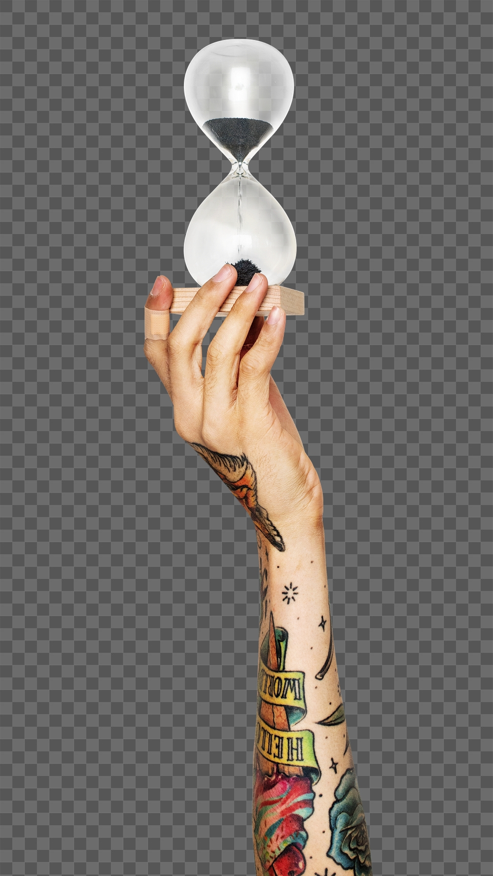 Hourglass png in hand sticker | Free PNG - rawpixel