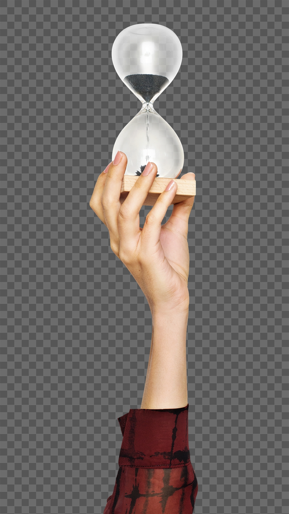 Hourglass png in hand sticker | Free PNG - rawpixel