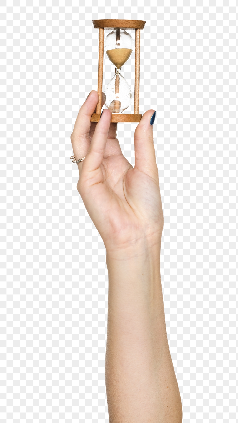 Hourglass png in hand sticker | Free PNG - rawpixel