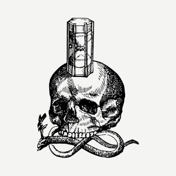 Hourglass skull drawing, dark fantasy | Free PSD - rawpixel