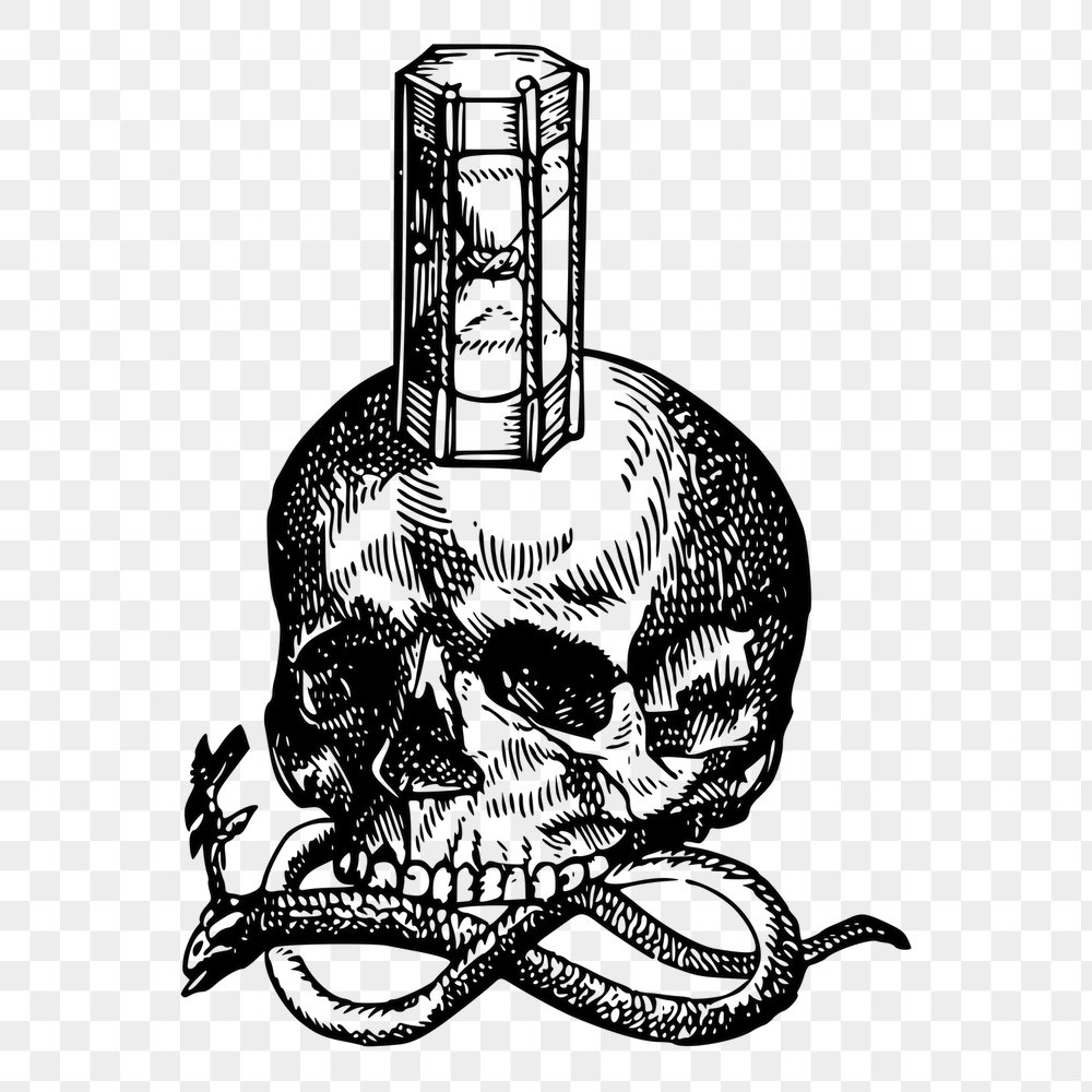 Hourglass skull png sticker, dark | Free PNG - rawpixel