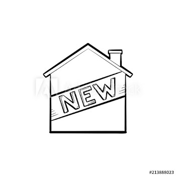 House and new text hand drawn outline doodle icon