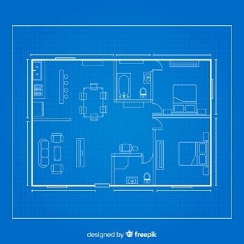 House arhitectural sketch blueprint Free Vector