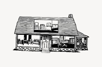 House clipart, vintage illustration vector. | Free Vector Illustration - rawpixel