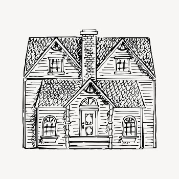 House clipart, vintage illustration vector. | Free Vector Illustration - rawpixel