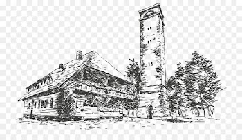 House Cottage Hut Tree Elevation - bach illustration 