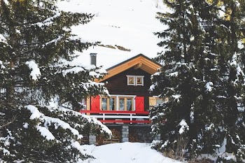 house filled with snow