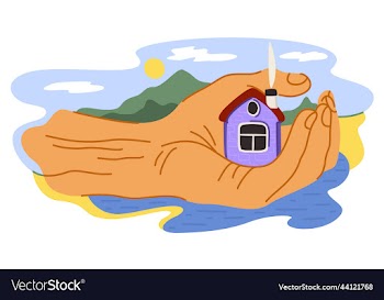 house in hands big hand holding small