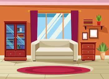 House interior with furniture scenery Free Vector