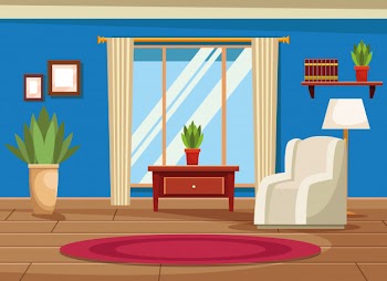 House interior with furniture scenery Free Vector