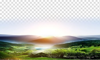 House near body of water and forest, Morning Dawn Sunrise Day , sunrise transparent background PNG clipart