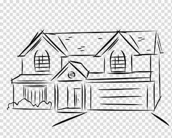 House sketch, Drawing Line art House Sketch, white house transparent background PNG clipart