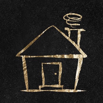 House sticker, gold aesthetic illustration | Free PSD Illustration - rawpixel