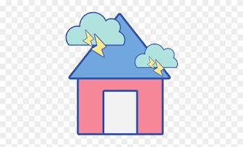 House With Clouds And Thunder - Vector Graphics