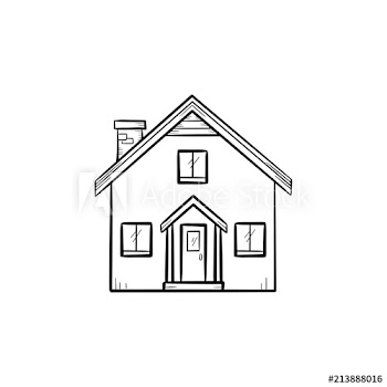 House with door and window hand drawn outline doodle icon