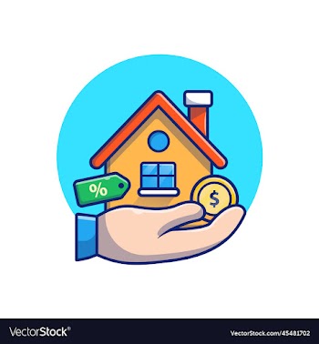 house with hand and gold coin money cartoon