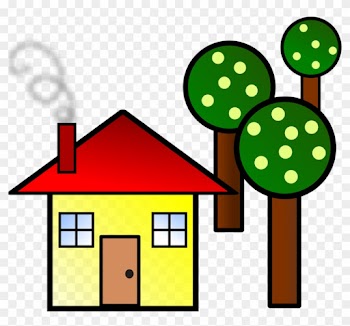 House With Trees Svg Vector File, Vector Clip Art Svg - Trees And A House