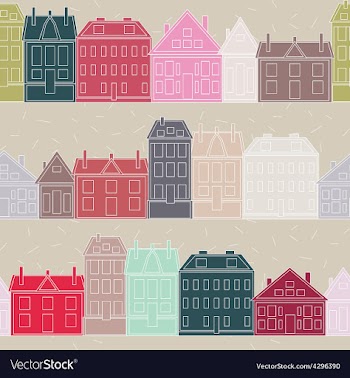 Houses seamless pattern vintage vector image
