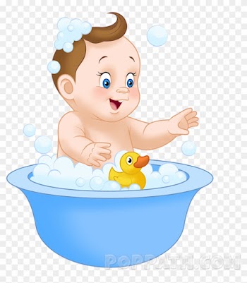 How To Draw A Baby Taking A Bath - Baby Bath Clipart