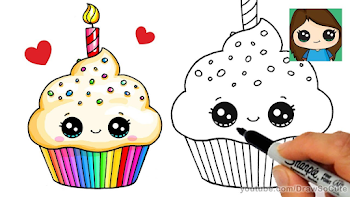 How to Draw a Birthday Cupcake Easy - YouTube