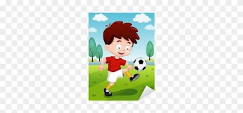 How To Draw A Boy Playing Soccer Easy Slowly By For - Illustration