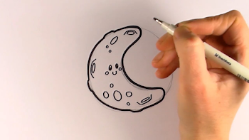 How to Draw a Cartoon Crescent Moon - YouTube