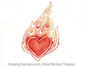 How to Draw a Heart with Flames