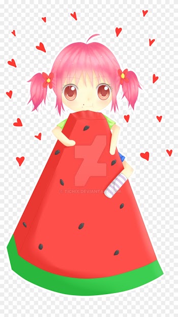 How To Draw Watermelon Slice Cute Step By Step Easy - Chibi Watermelon Girl