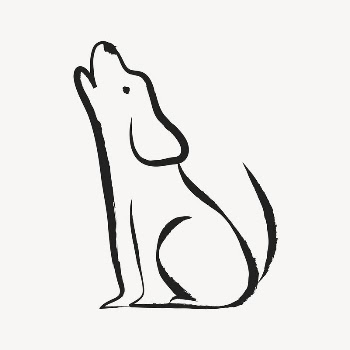 Howling dog sticker, cute doodle | Free PSD Illustration - rawpixel