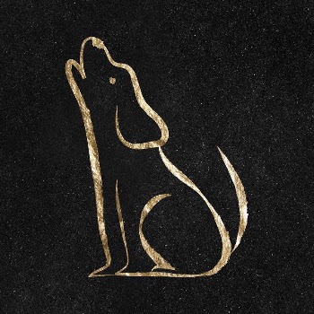 Howling dog sticker, gold aesthetic | Free PSD Illustration - rawpixel