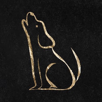 Howling dog sticker, gold aesthetic | Free Vector Illustration - rawpixel