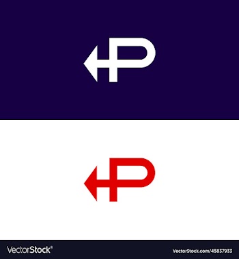 hp p initial letter and arrow logo