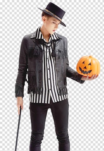 Huang Zi Tao, man holding pumpkin transparent background PNG clipart