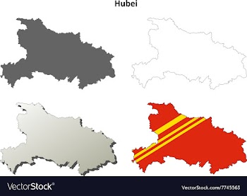 Hubei blank outline map set vector image