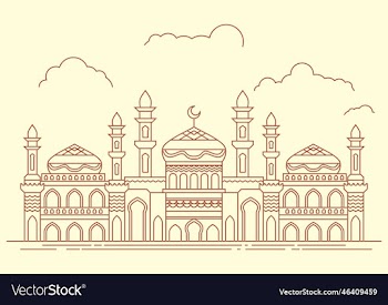 huge mosque architecture design line art drawing