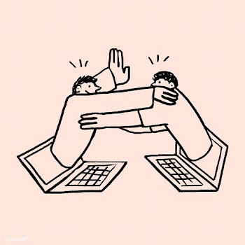 Hugging friends via social media due to COVID-19 doodle element vector | Free  vector - 2310916
