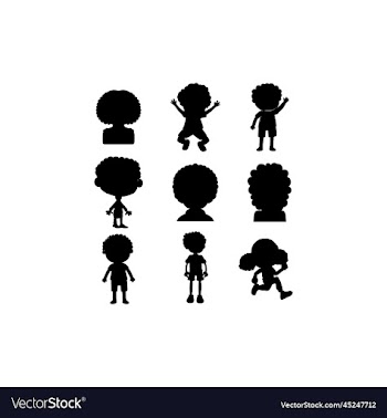 human curly hair silhouette set icon