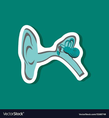 Human ear paper sticker on stylish background vector image