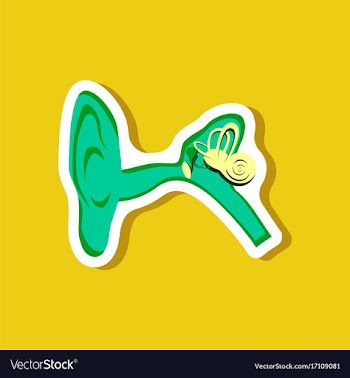 Human ear paper sticker on stylish background vector image