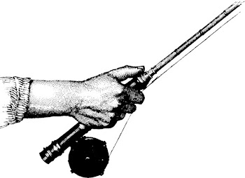 Human Hand Holding Fishing Rod - Hunting vintage illustrations vector