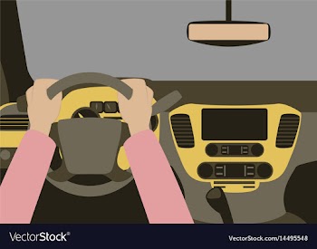 Human hands driving a car vector image