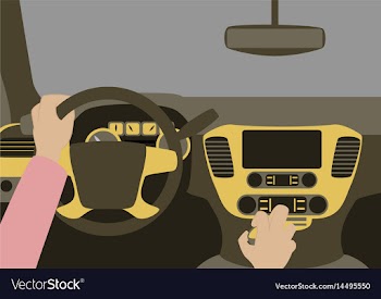 Human hands driving a car vector image