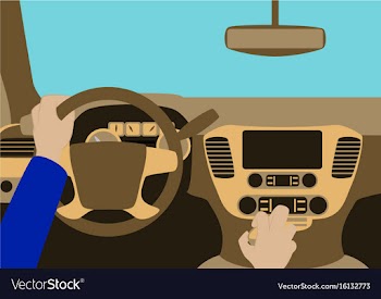 Human hands driving a car vector image