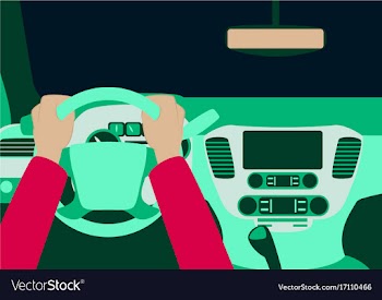 Human hands driving a car vector image