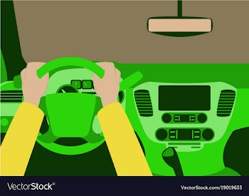 Human hands driving a car vector image