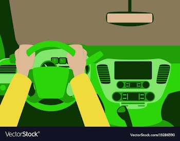 Human hands driving a car vector image